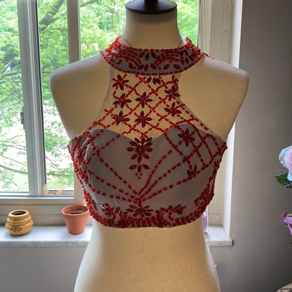 Lace Rhinestone Formal Top